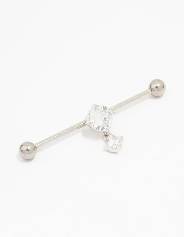 Surgical Steel Cubic Zirconia Drop Piercing Industrial Bar sold by lovisa