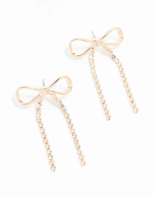 Gold Bow Cup Chain Drop Earrings sold by lovisa