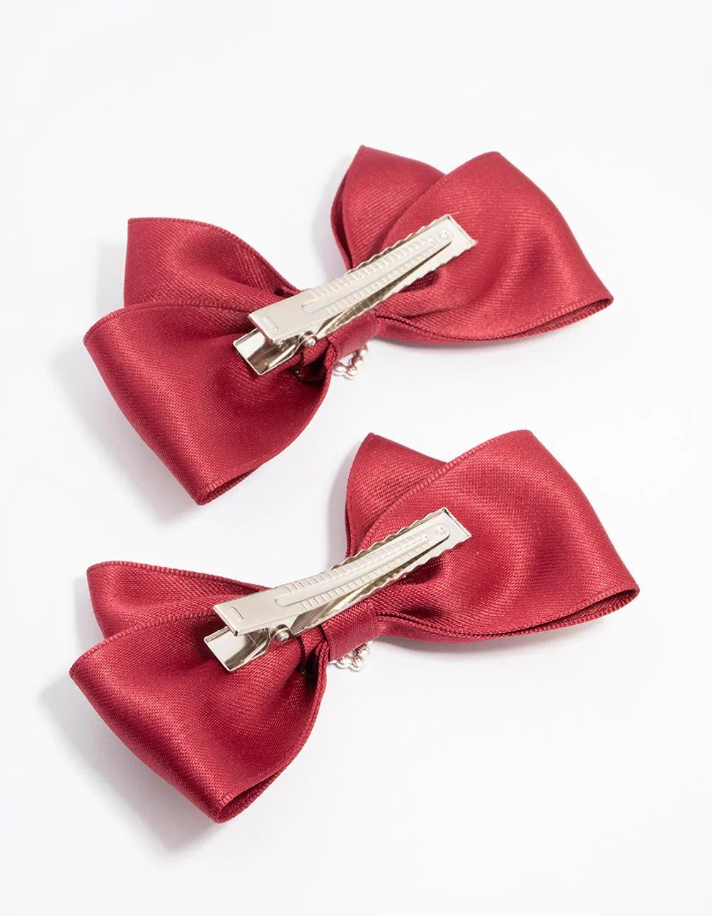 Red Fabric Bow with Diamante Heart Clip 2-Pack sold by lovisa product image thumbnail 3