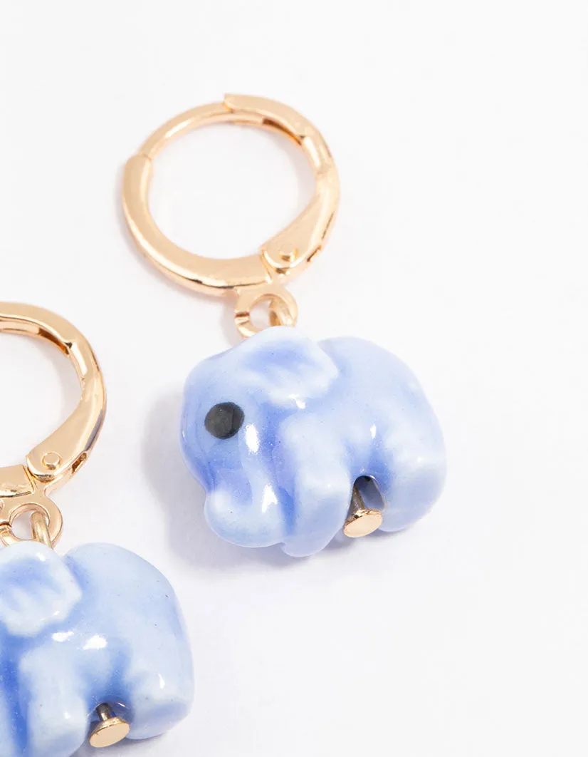 Gold Acrylic Elephant Drop Earrings sold by lovisa product image thumbnail 3