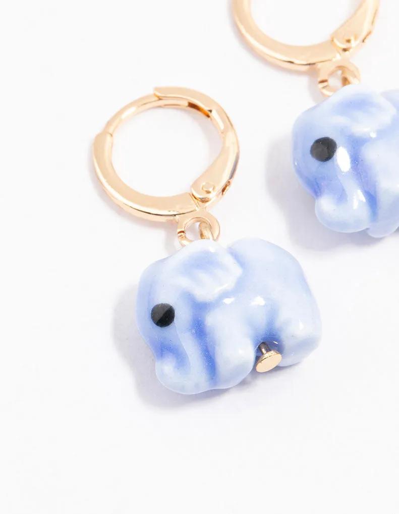 Gold Acrylic Elephant Drop Earrings sold by lovisa product image thumbnail 2