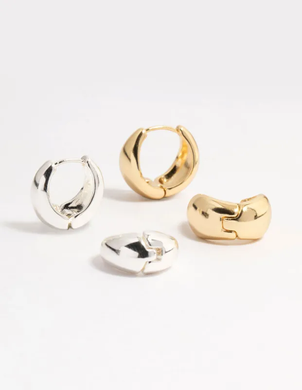 Mixed Metals Clean Hoop Earrings 2-Pack sold by lovisa
