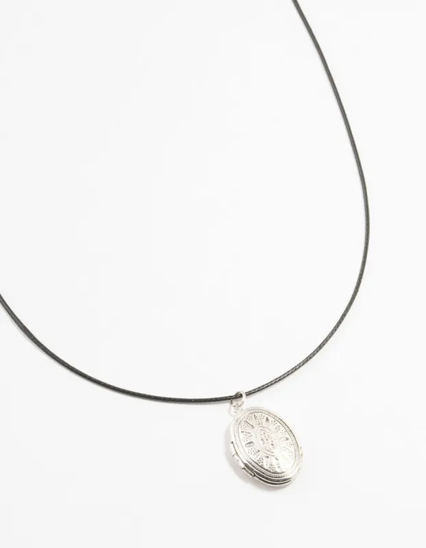 Antique Silver Locket Cord Necklace sold by lovisa
