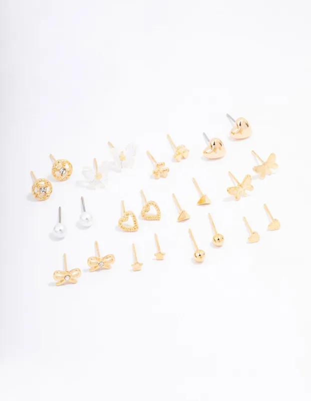 Gold Butterfly Stud Earring 12-Pack sold by lovisa
