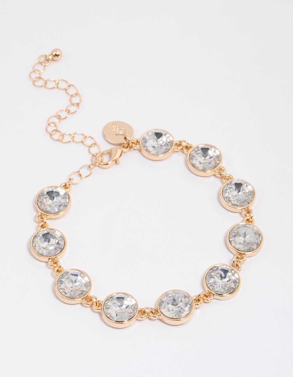 Gold Round Diamante Stone Bracelet sold by lovisa