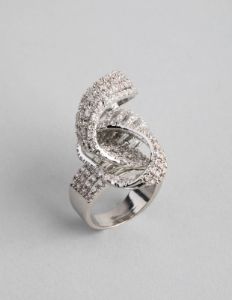 Rhodium Cubic Zirconia Cup Chain Knot Ring sold by lovisa
