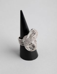 Rhodium Cubic Zirconia Cup Chain Knot Ring sold by lovisa