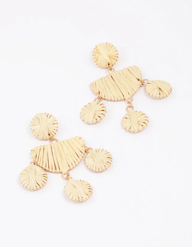 Gold Raffia Disc Drop Earrings sold by lovisa