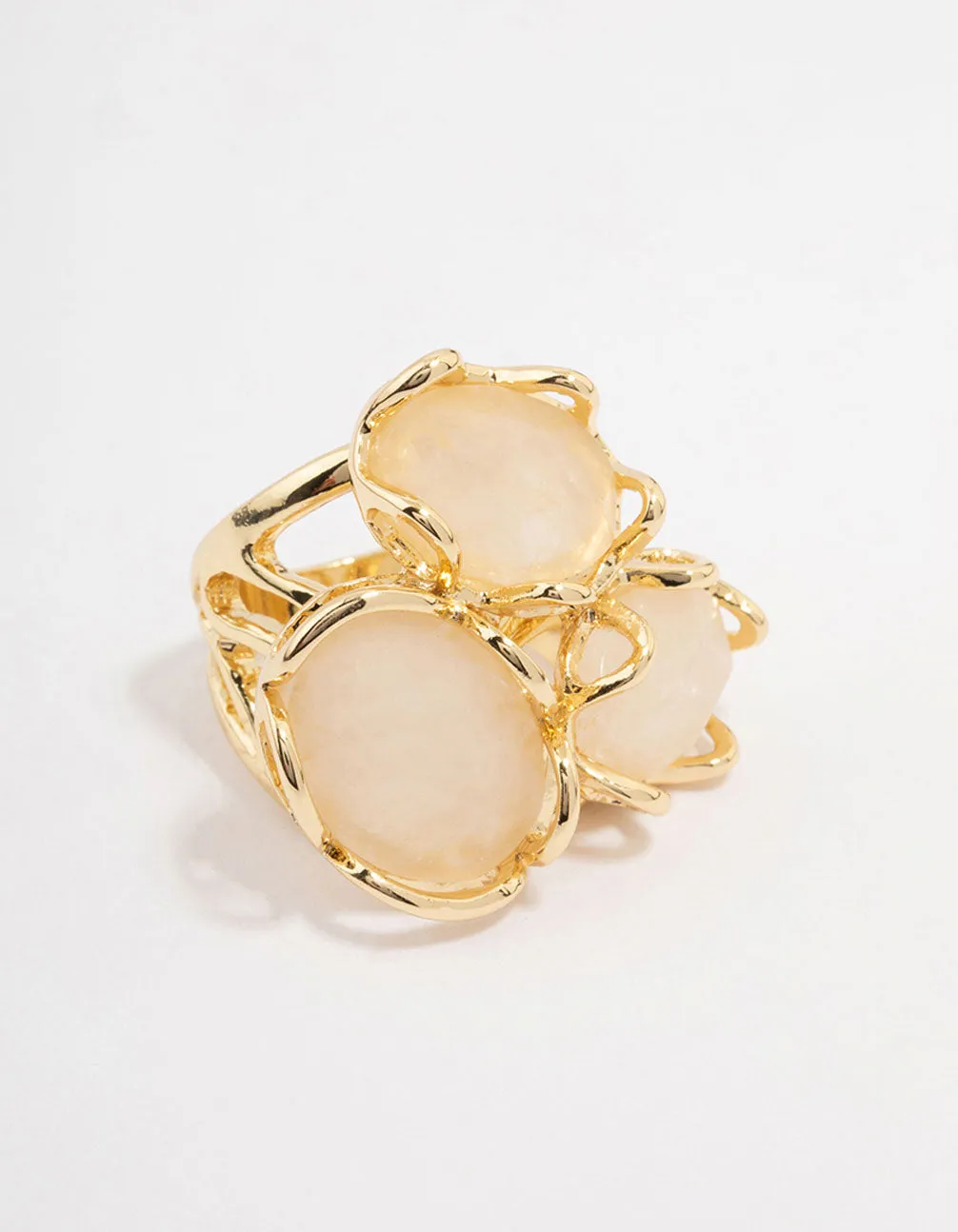 Gold Plated Statement Semi-Precious Trio Ring sold by lovisa