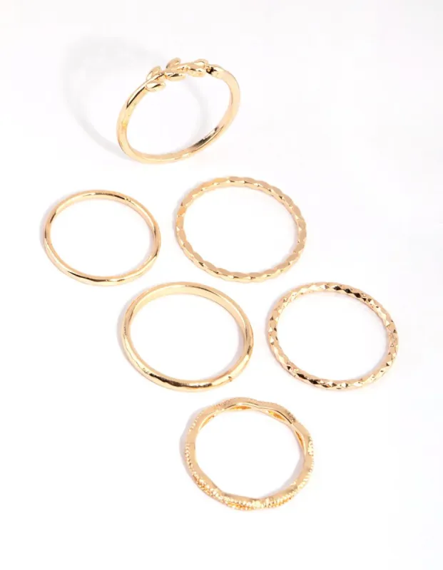 Gold Vine & Textured Ring Pack sold by lovisa