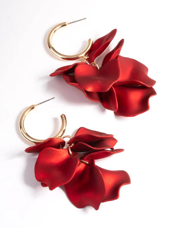 Red Coated Petal Huggie Earrings sold by lovisa