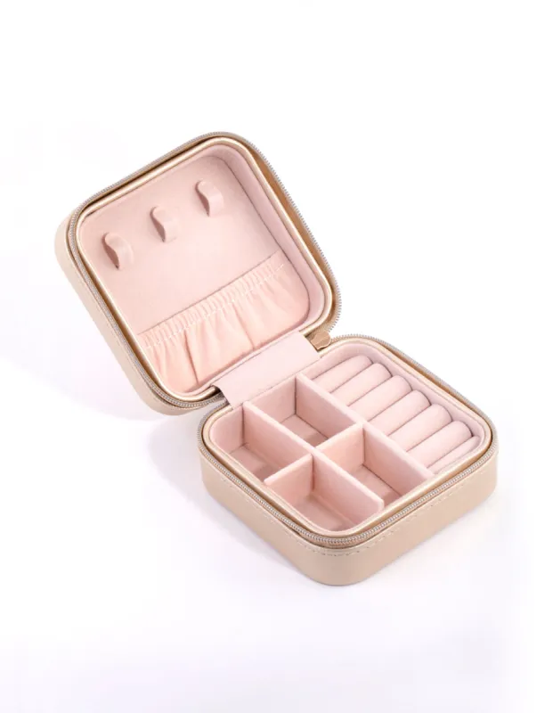 Gold Smooth Faux Leather Square Jewellery Box sold by lovisa