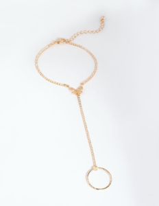 Gold Cubic Zirconia Butterfly Hand Chain sold by lovisa