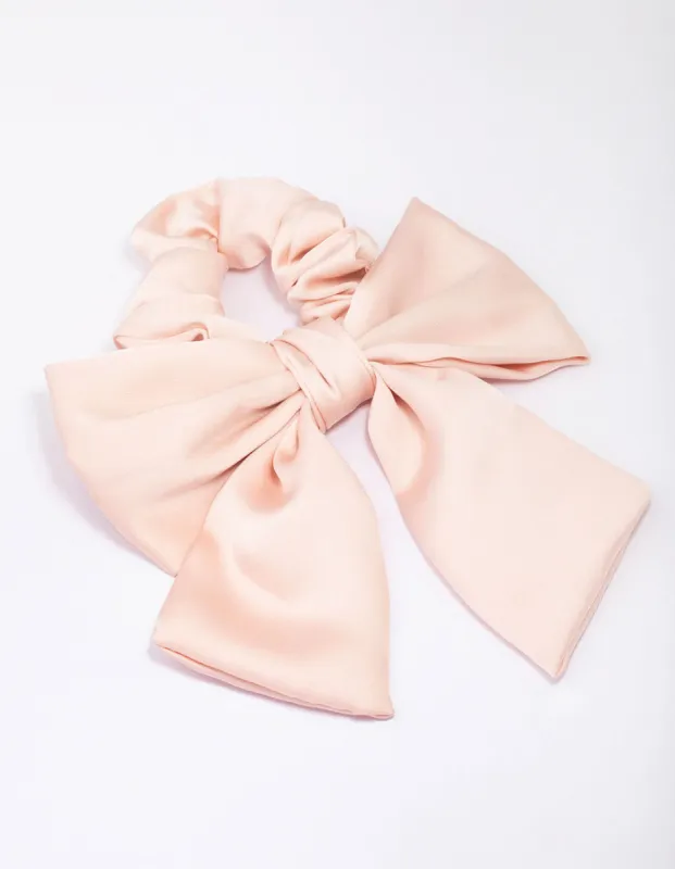 Blush Fabric Satin Bow Hair Scrunchie sold by lovisa