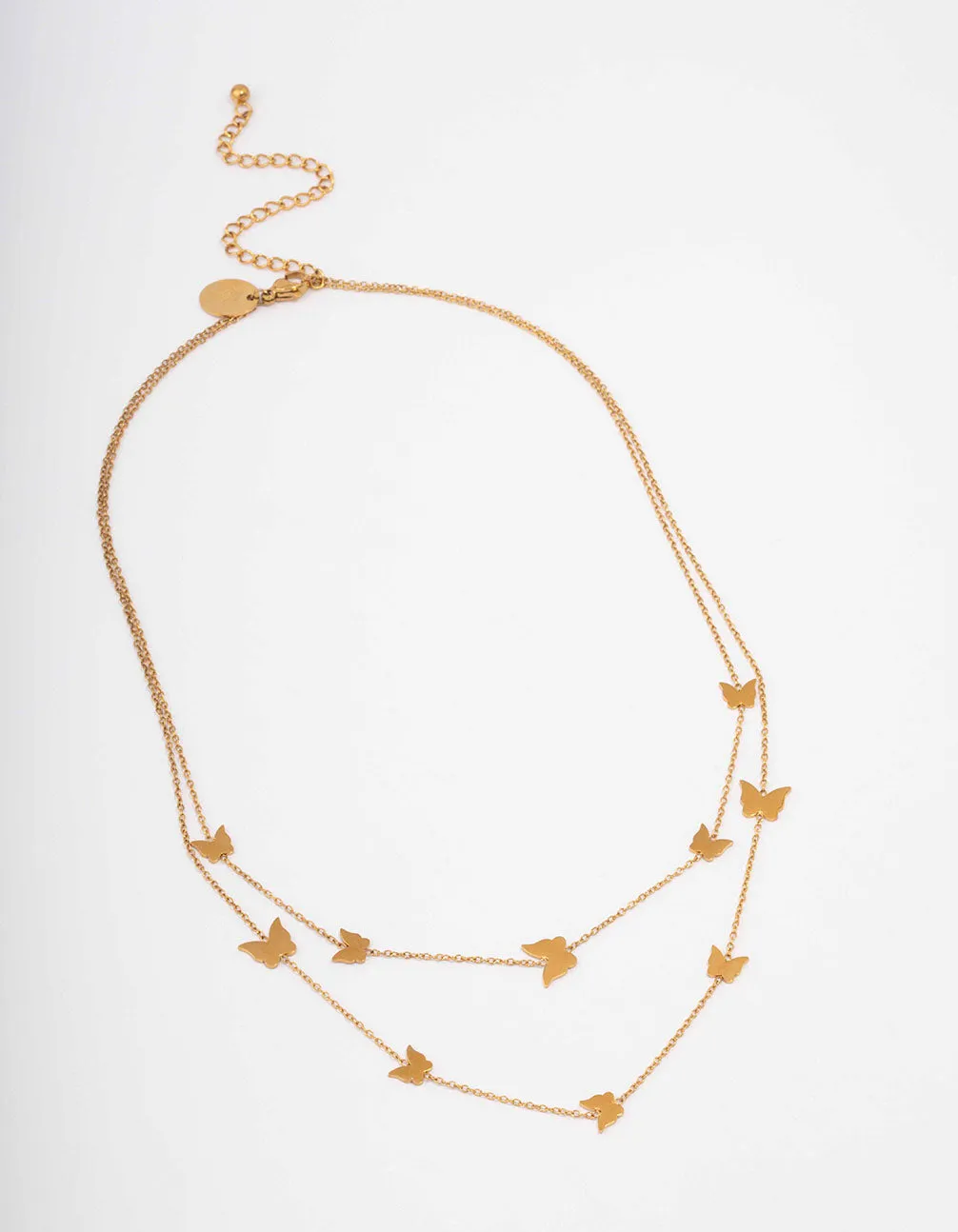Gold Plated Stainless Steel Double Layered Butterfly Necklace sold by lovisa product image thumbnail 2