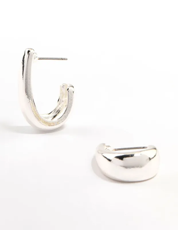 Silver Stretched Rectangular Hoop Earrings sold by lovisa