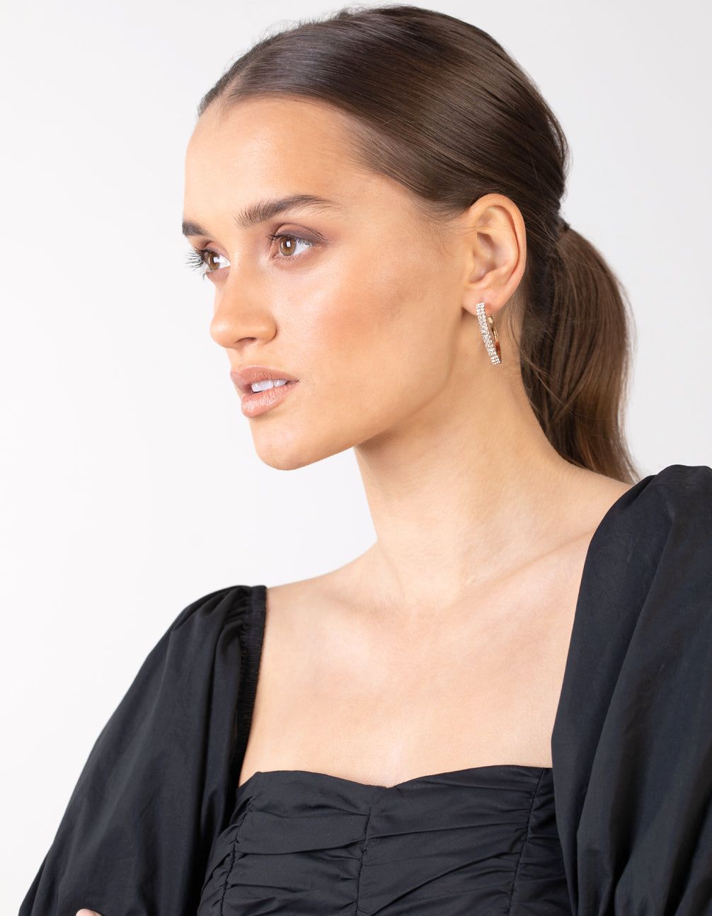 Gold Medium Diamante Hoop Earrings sold by lovisa product image thumbnail 4