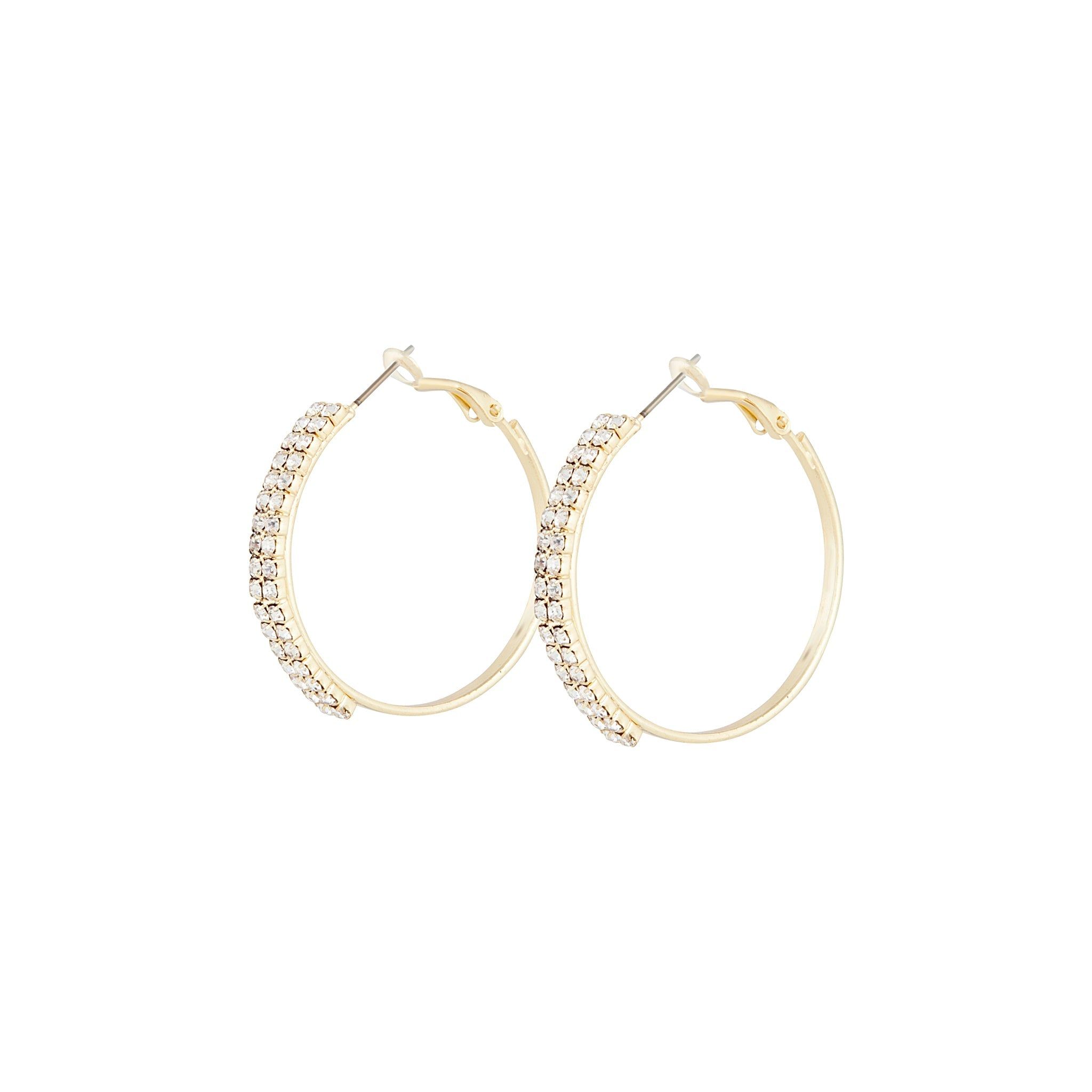 Gold Medium Diamante Hoop Earrings sold by lovisa