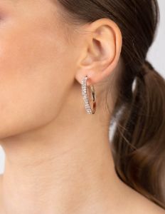 Gold Medium Diamante Hoop Earrings sold by lovisa