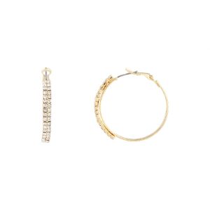 Gold Medium Diamante Hoop Earrings sold by lovisa