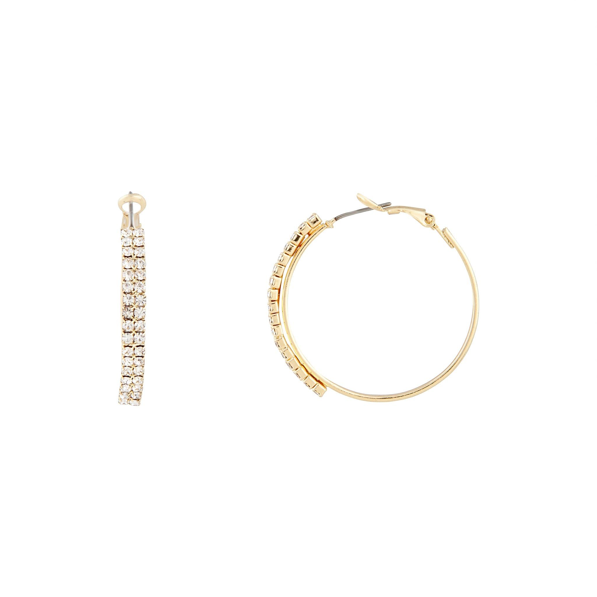 Gold Medium Diamante Hoop Earrings sold by lovisa product image thumbnail 3