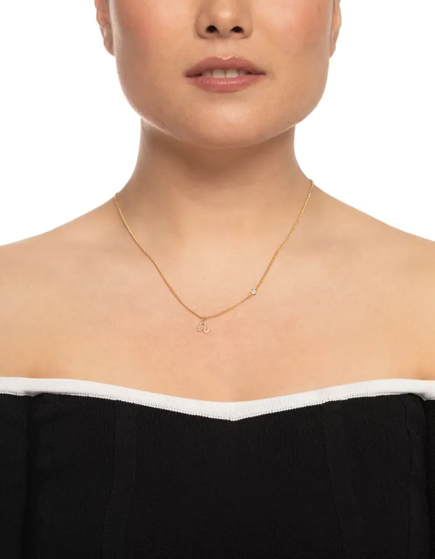 Gold Plated Leo Necklace with Cubic Zirconia Pendant sold by lovisa
