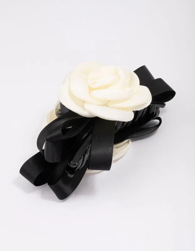 Black Mixed Bow & Flower Hair Claw Clips sold by lovisa