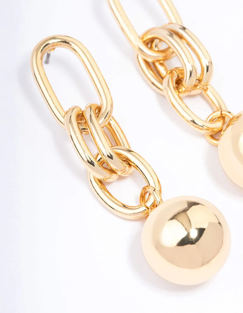 Gold Plated Oval Link Ball Drop Earrings sold by lovisa product image thumbnail 2