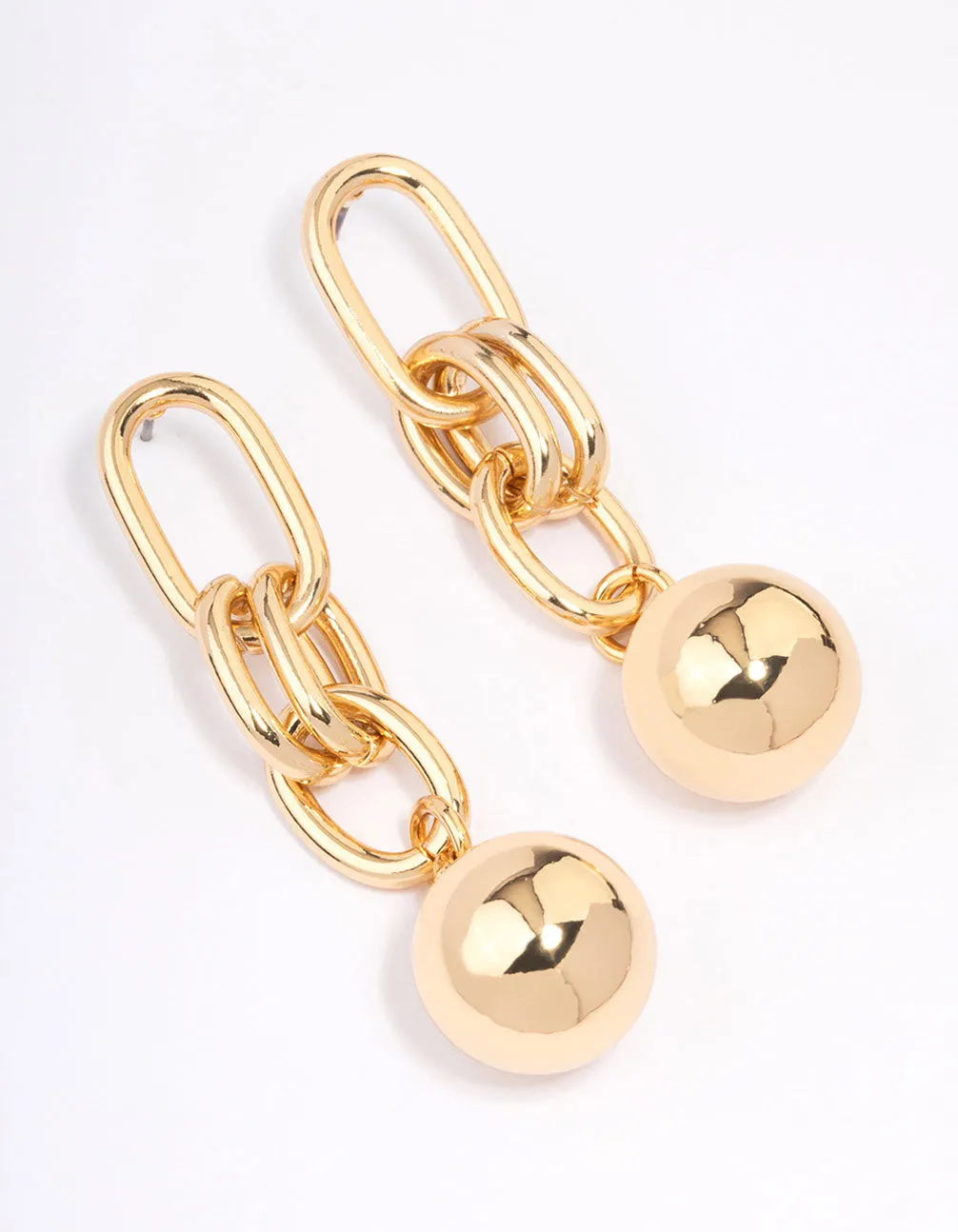 Gold Plated Oval Link Ball Drop Earrings sold by lovisa