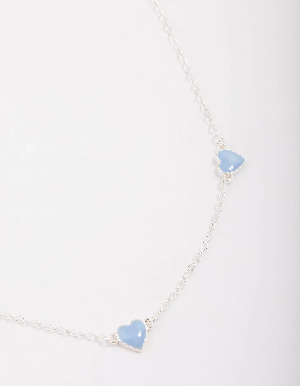 Silver Blue Enamel Heart Chain Necklace sold by lovisa