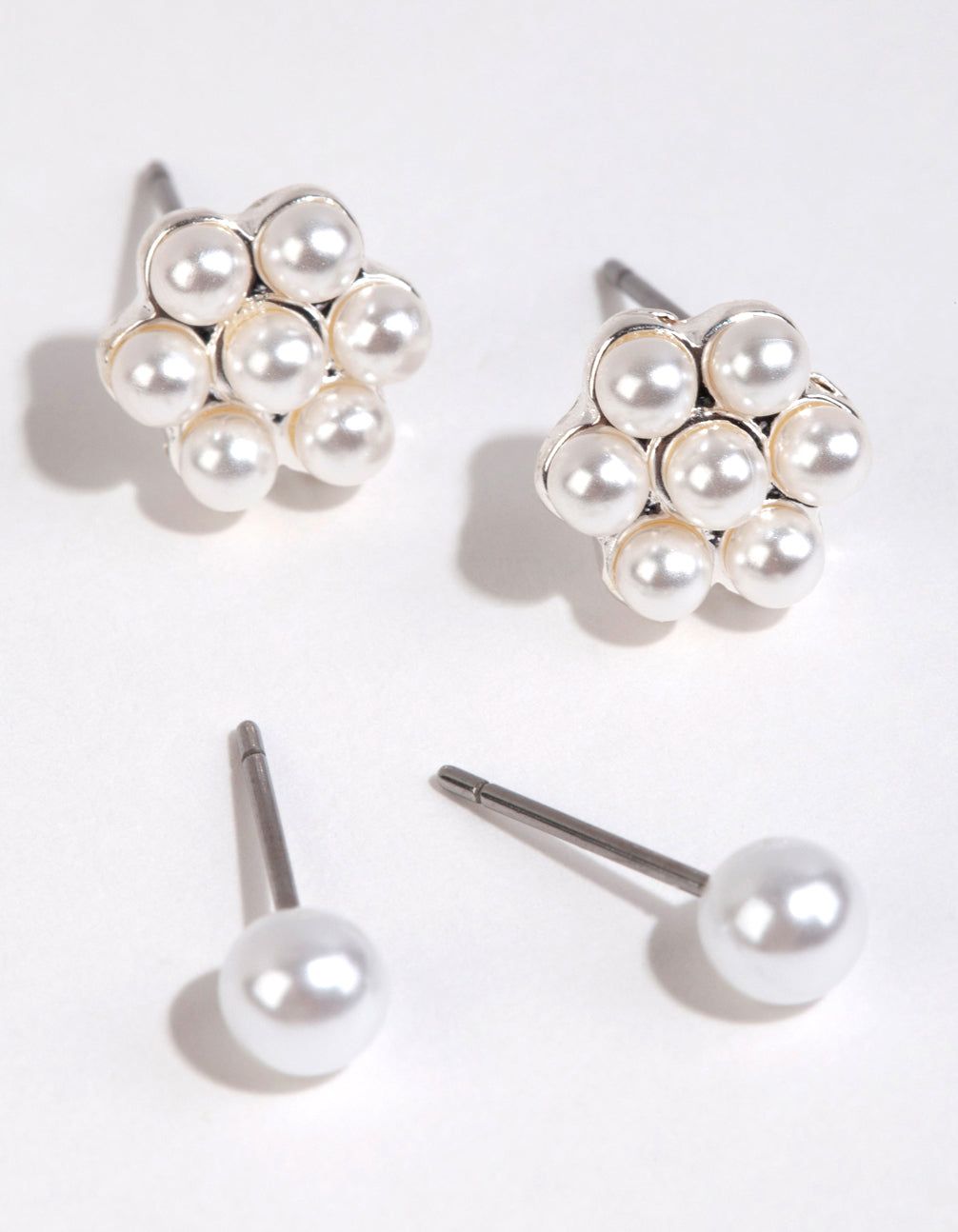 Silver Pearl Flower Stud Earring Pack sold by lovisa