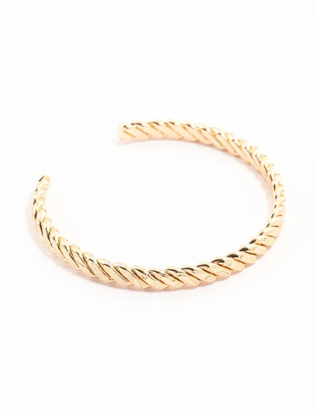 Gold Twisted Rope Wrist Cuff sold by lovisa