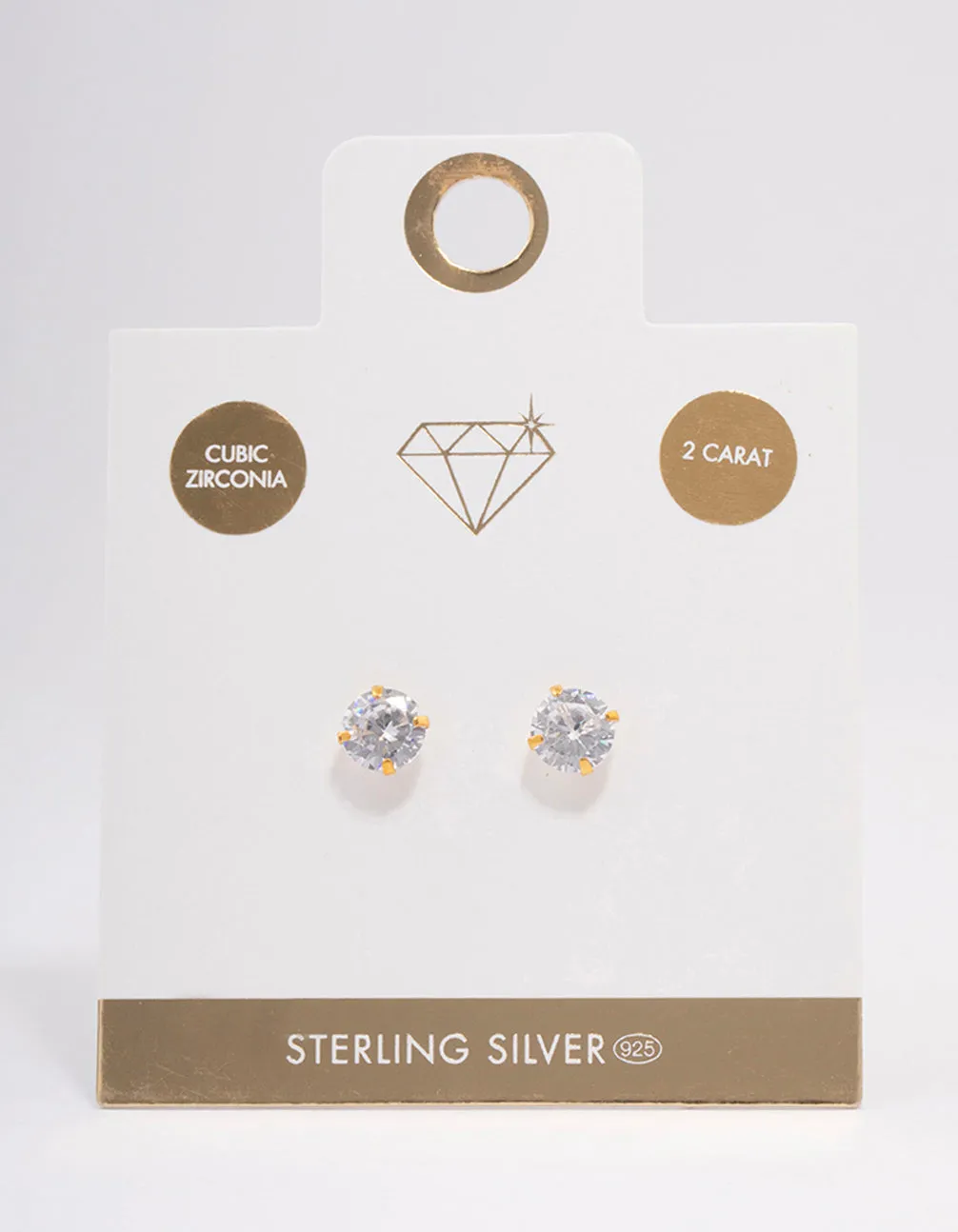Gold Plated Sterling Silver Cubic Zirconia Stud Earrings sold by lovisa product image thumbnail 2