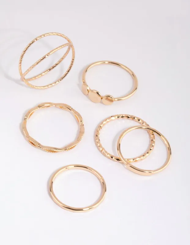 Gold Disc & Twist Ring Pack sold by lovisa