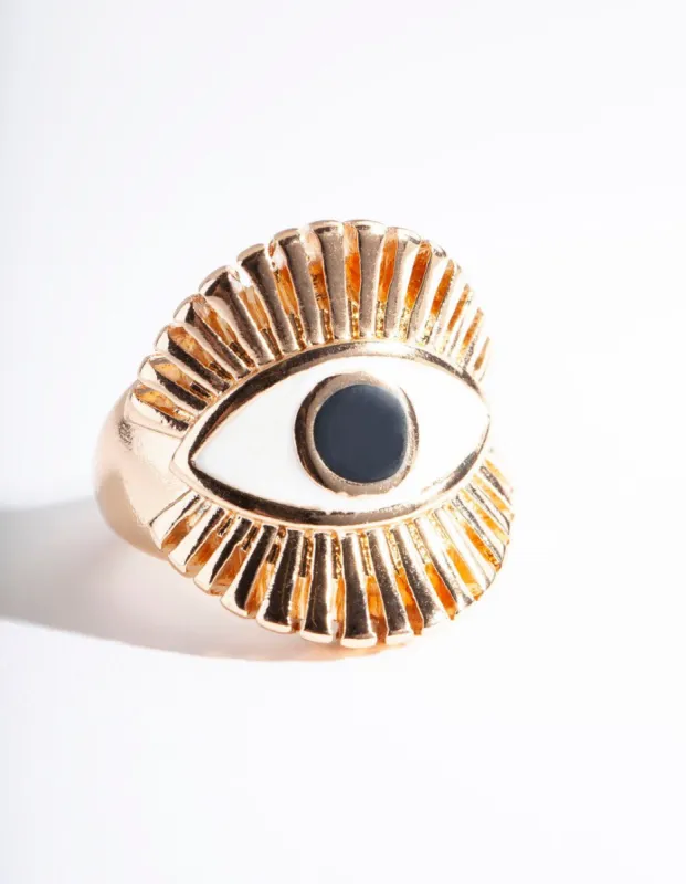 Gold Giant Statement Eye Ring sold by lovisa