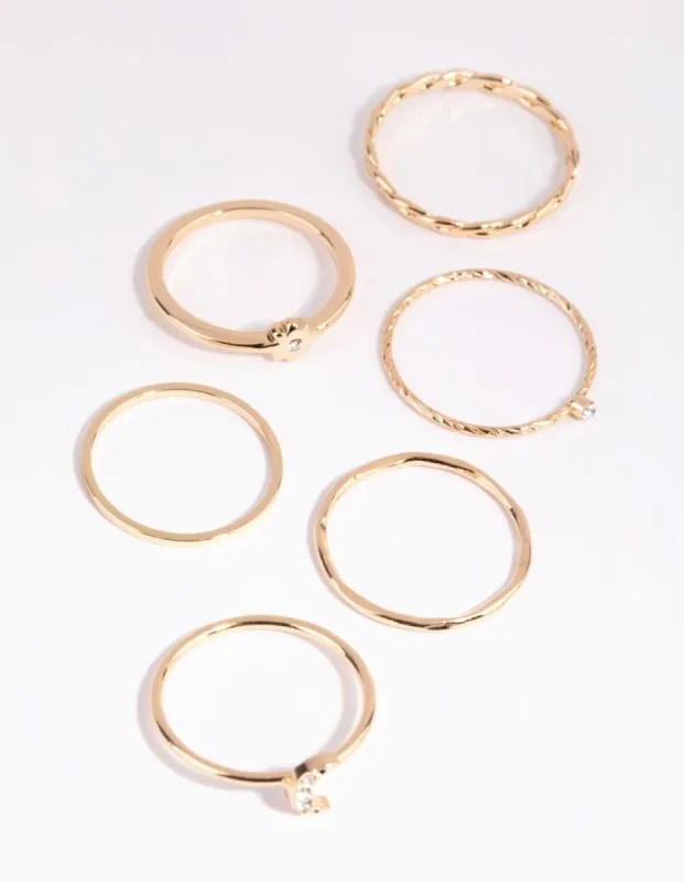 Gold Fine Celestial Ring Pack sold by lovisa