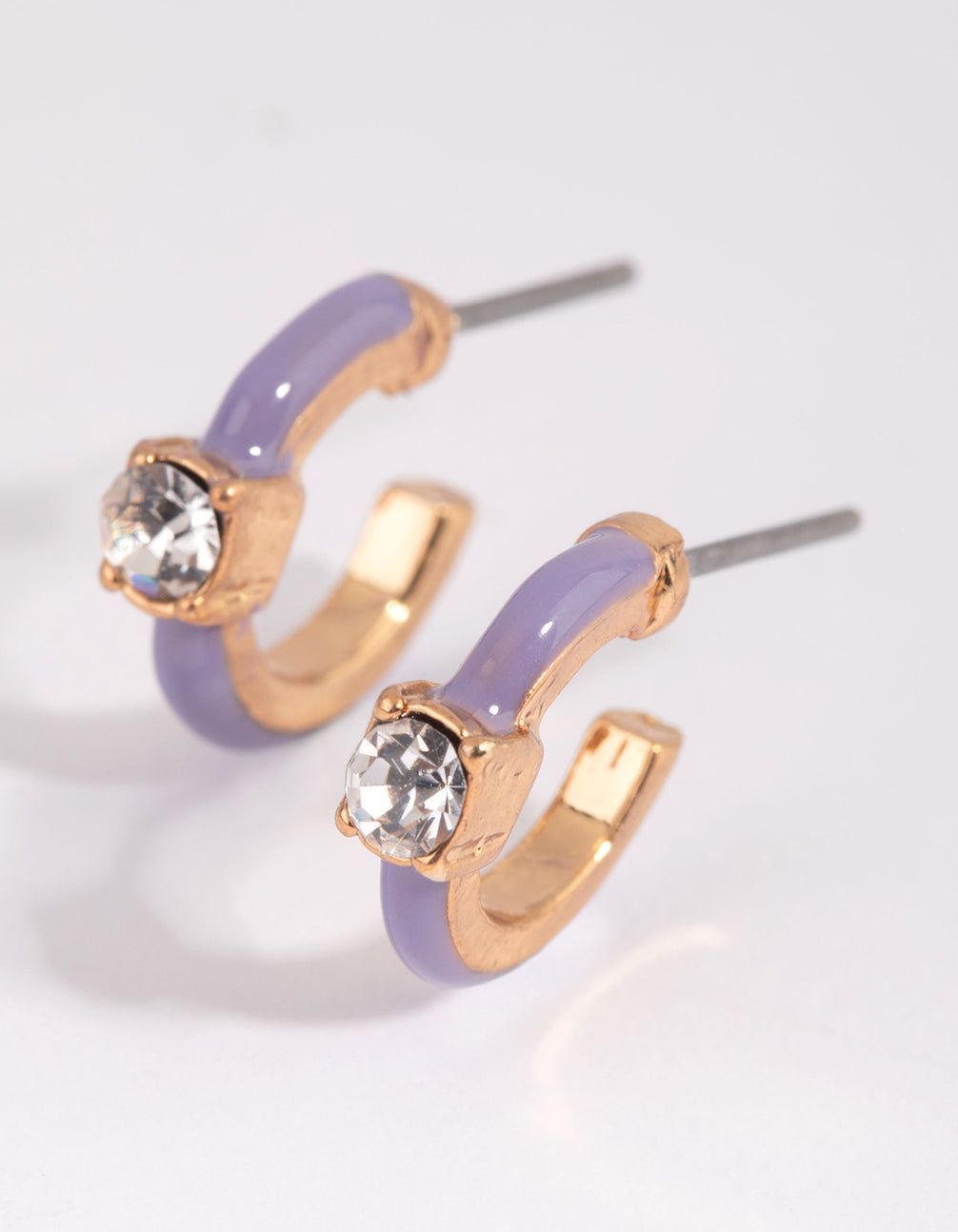 Purple Statement Diamante Huggie Earrings sold by lovisa product image thumbnail 2