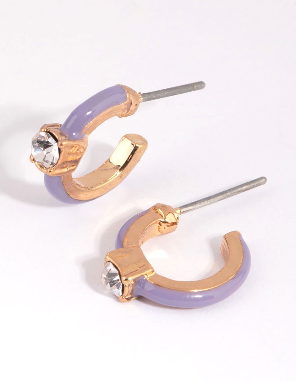 Purple Statement Diamante Huggie Earrings sold by lovisa