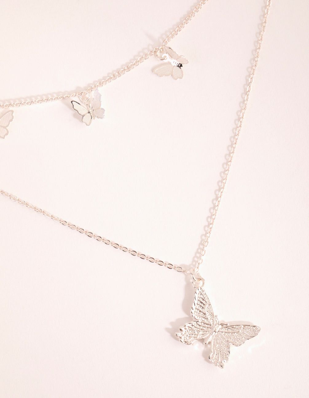 Silver Multi Butterfly Layered Necklace sold by lovisa