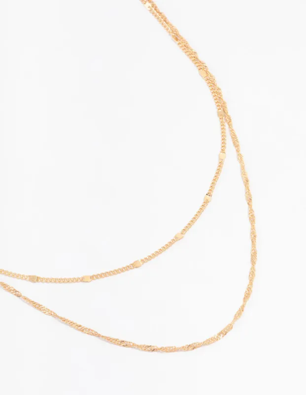Gold Rope Double Chain Layered Necklace sold by lovisa