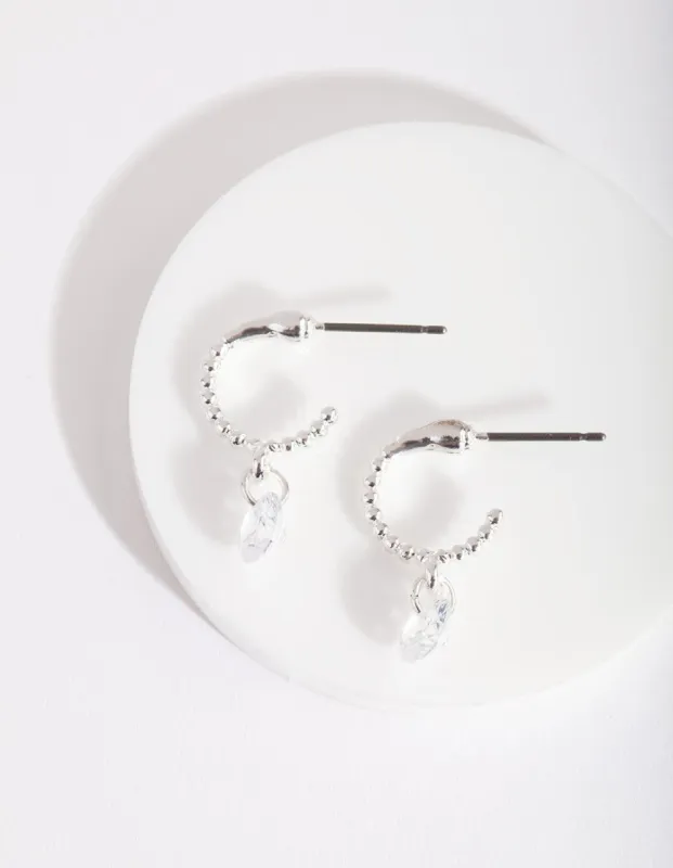 Silver Cubic Zirconia Ball Huggie Earrings sold by lovisa