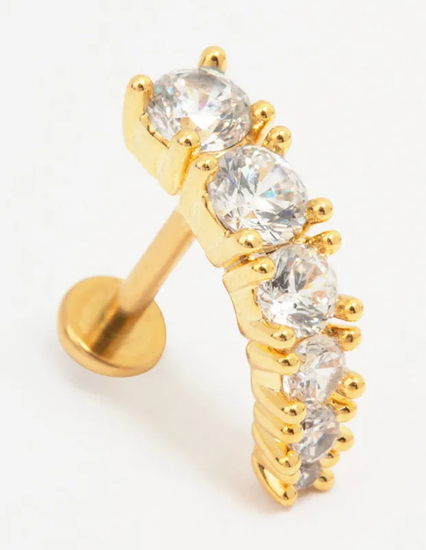 Gold Plated Surgical Steel Cubic Zirconia Flat Back sold by lovisa