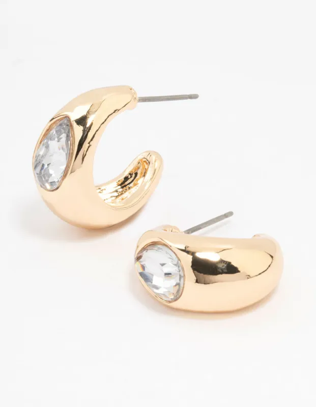 Gold Drop With Pear Diamante Hoop Earrings sold by lovisa
