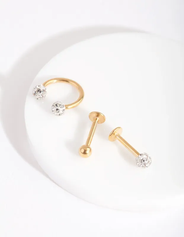 Gold Disco Ball Flat Back Earring Pack sold by lovisa