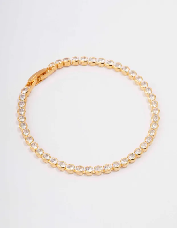 Gold Plated Single Classic Tennis Bracelet sold by lovisa