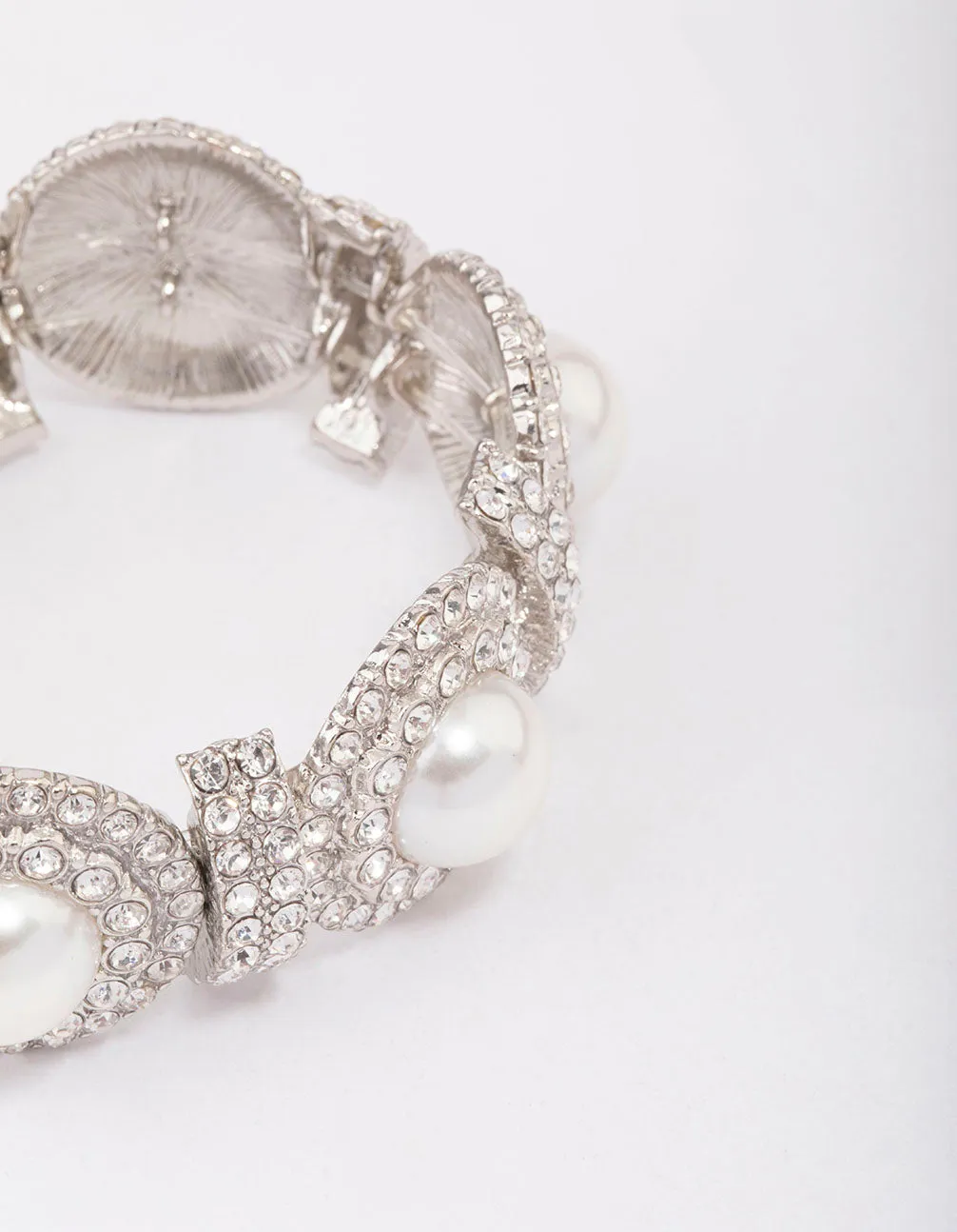Silver Pearl & Diamante Stretch Bracelet sold by lovisa product image thumbnail 2