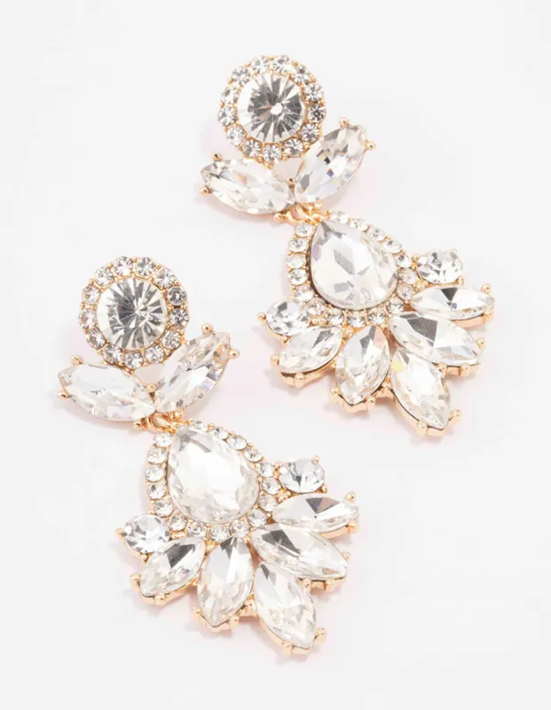 Gold Blossom Bling Drop Earrings sold by lovisa