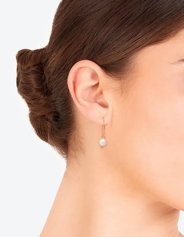 Gold Freshwater Pearl Pebble Pendant Hoop Earrings sold by lovisa