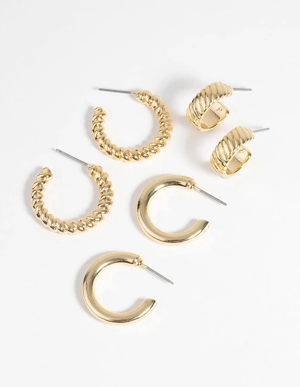 Gold Plated Twisted Hoop Earring Pack sold by lovisa