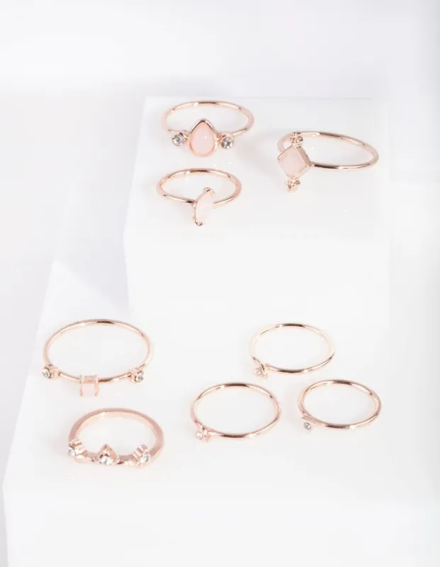 Rose Gold Fine Stone Ring 8-Pack sold by lovisa